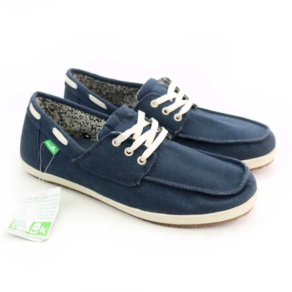Sanuk Casa Barco Navy Blue Boat Shoes NEW!